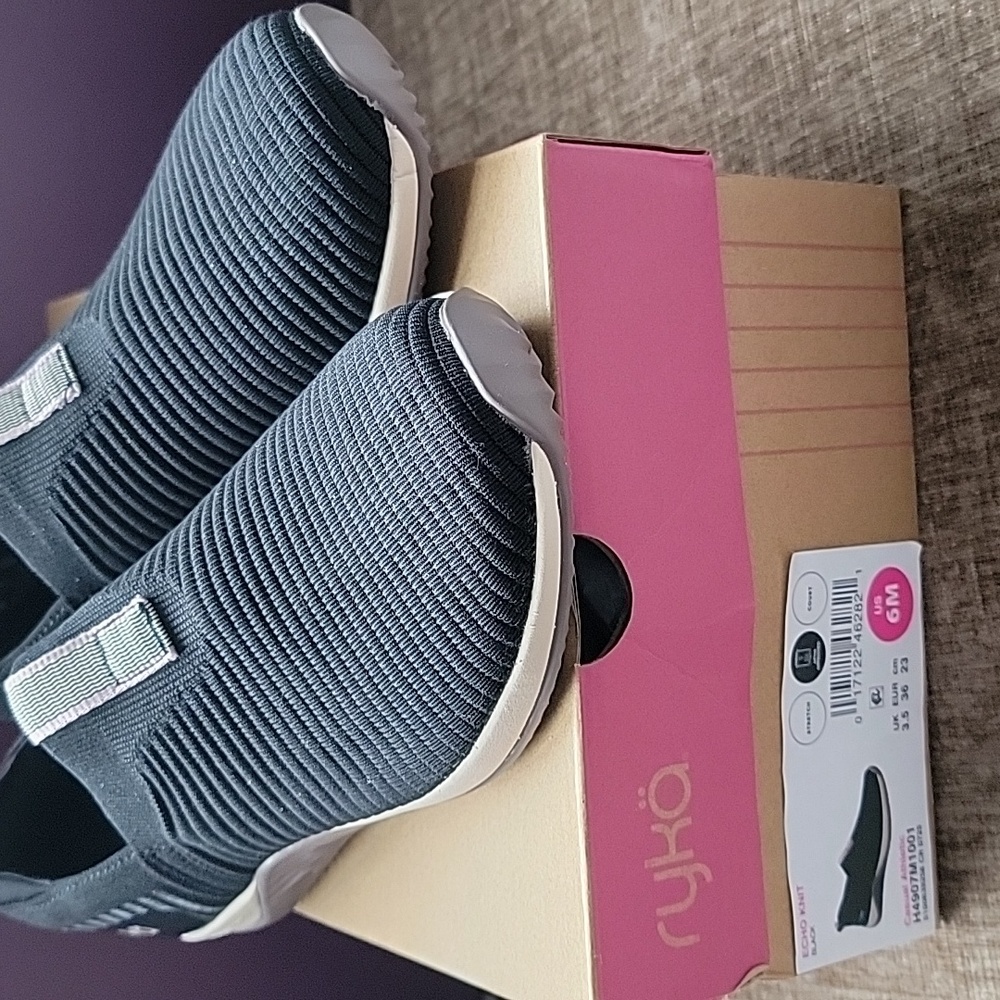 Ryka Women's Black and Gray Slip-On Sneakers